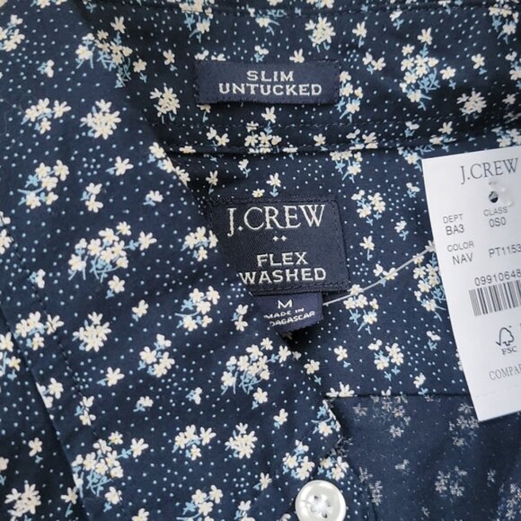J.CREW NeW Navy White Floral Slim Untuck Long Sleeve Preppy Button Down Shirt M - Picture 3 of 6